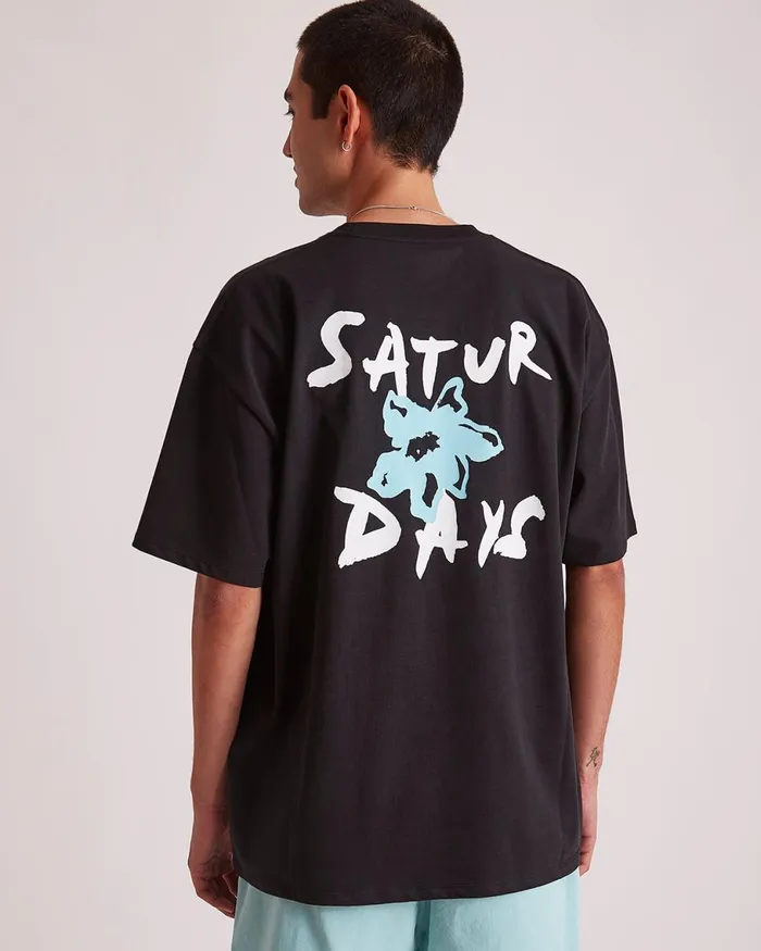 Men Saturdays NYC Tees Flower Relaxed SS Tee Black Men Saturdays NYC Tees Flower Relaxed SS Tee Black