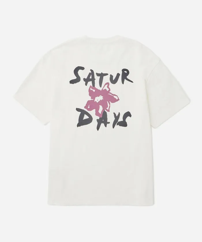 Men Saturdays NYC Tees Flower Relaxed SS Tee Ivory