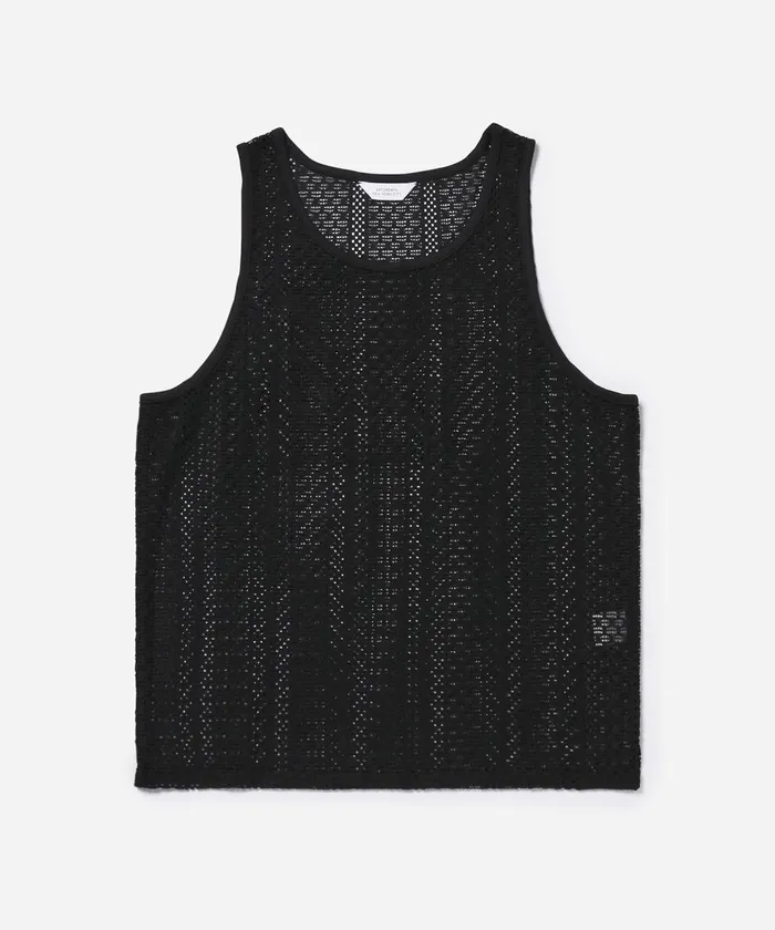 Men Saturdays NYC Tees Gabriel Cotton Lace Tank Black