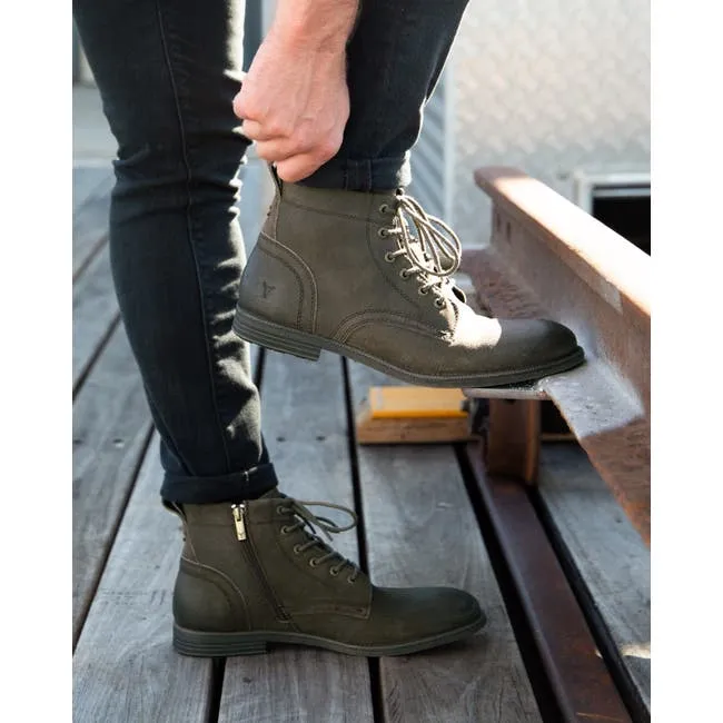 Men Sebastian Taupe Oil Suede Leather Boots Windsor Smith Boots