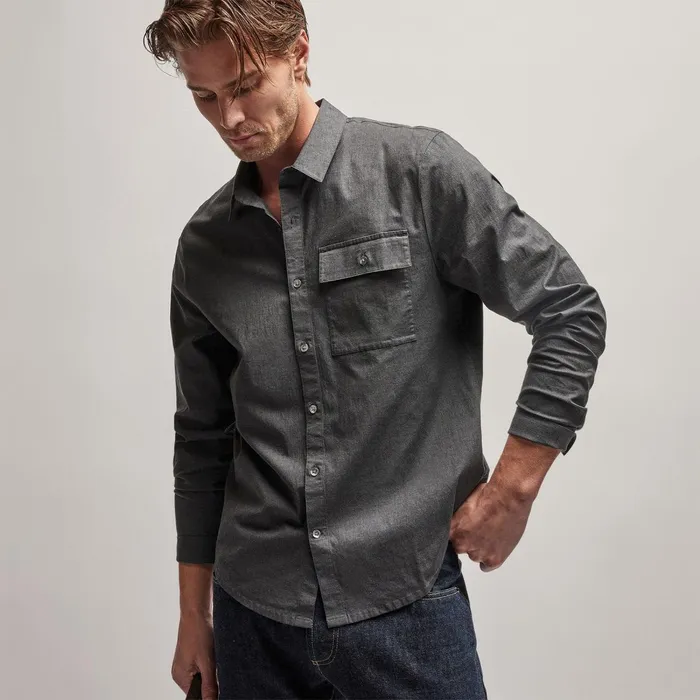 Men Shirting James Perse Garment Washed Shirt Anthracite