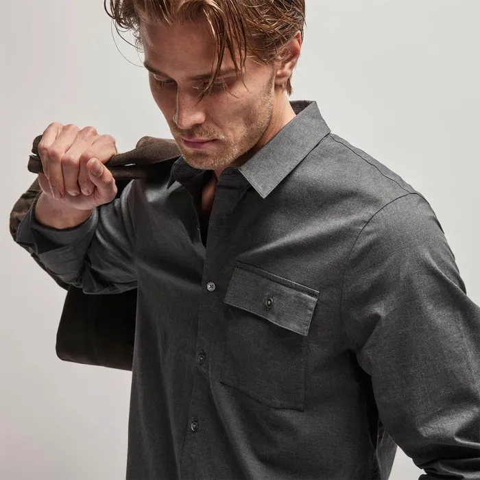 Men Shirting James Perse Garment Washed Shirt Anthracite