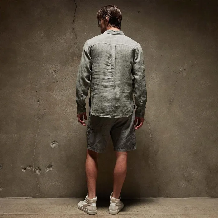 Men Shirting James Perse Lightweight Linen Shirt Silver Grey Pigment