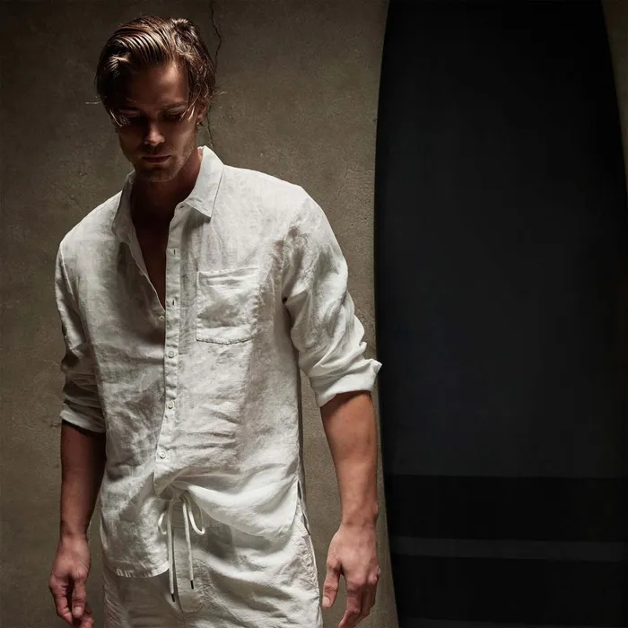 Men Shirting James Perse Lightweight Linen Shirt White
