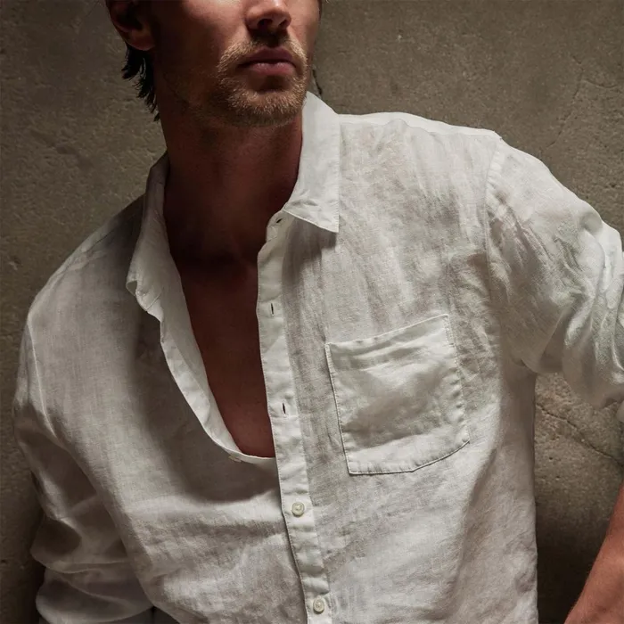 Men Shirting James Perse Lightweight Linen Shirt White