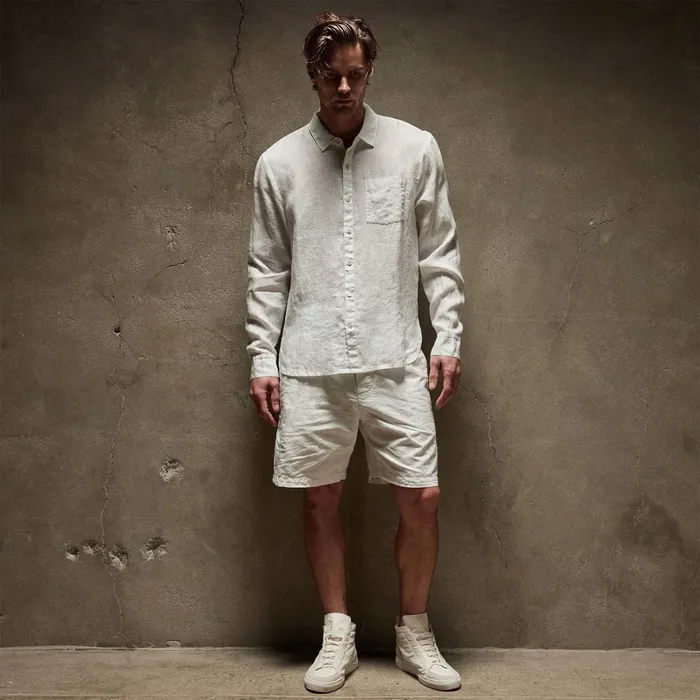 Men Shirting James Perse Lightweight Linen Shirt White
