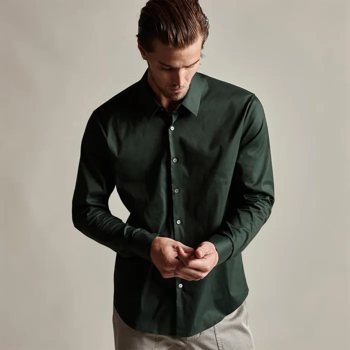 Men Shirting James Perse Matte Stretch Poplin Dress Shirt Pine