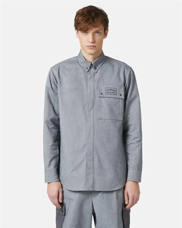 Men SHIRTS Iceberg Shirt In Melange Technical Gabardine