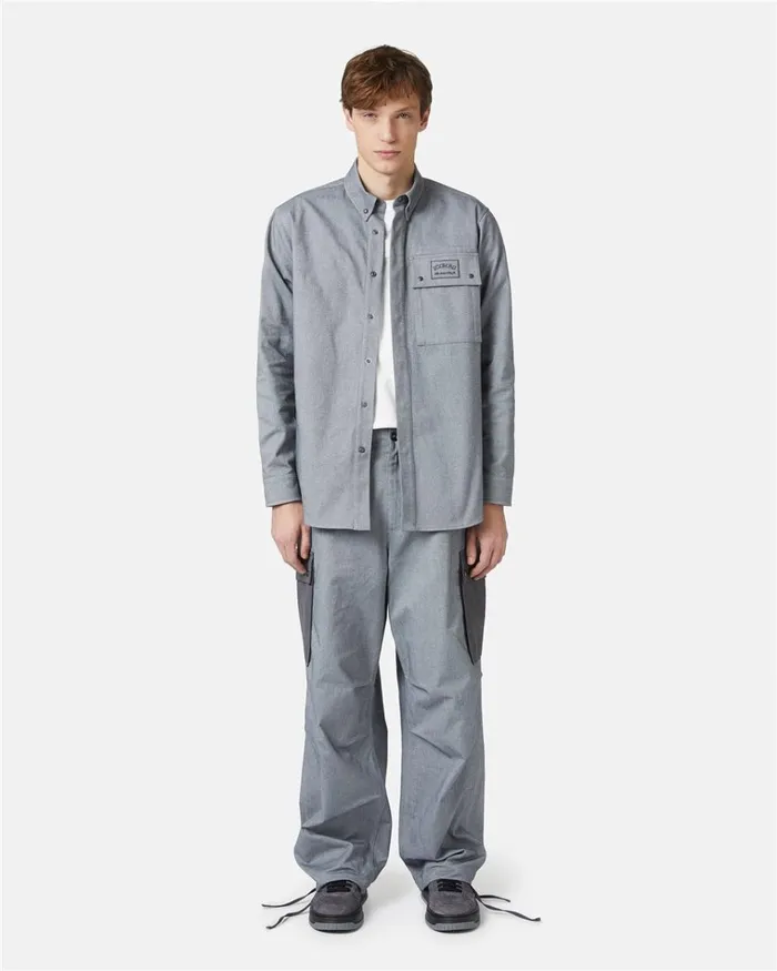 Men SHIRTS Iceberg Shirt In Melange Technical Gabardine Men SHIRTS Iceberg Shirt In Melange Technical Gabardine