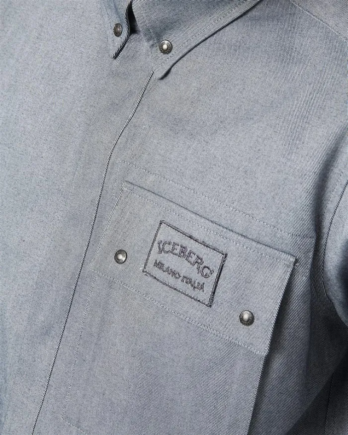 Men SHIRTS Iceberg Shirt In Melange Technical Gabardine Men SHIRTS Iceberg Shirt In Melange Technical Gabardine