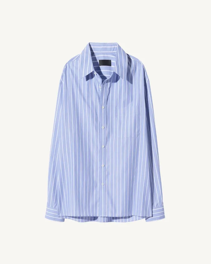 Men Shirts Nili Lotan FINN SHIRT Lgr Stripes Skywhite