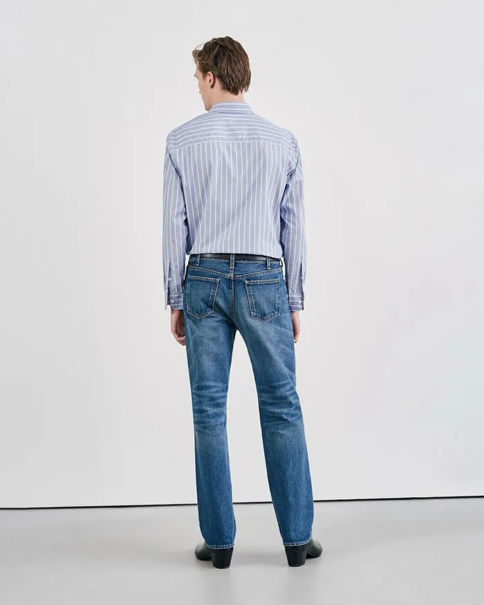 Men Shirts Nili Lotan FINN SHIRT Lgr Stripes Skywhite