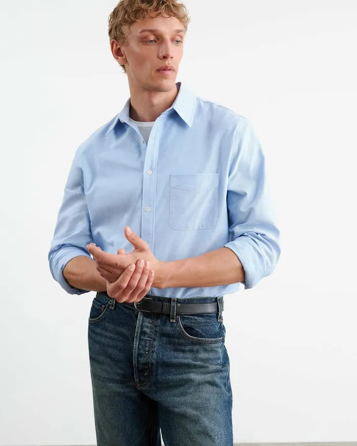 Men Shirts Nili Lotan FINN SHIRT Light Blue