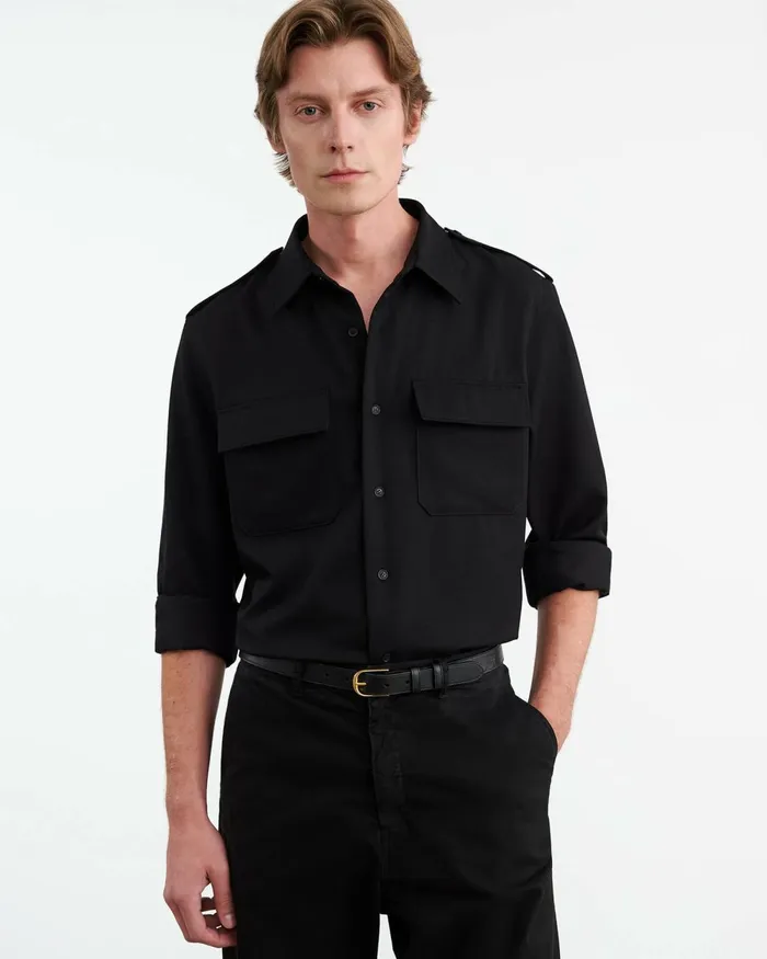 Men Shirts Nili Lotan MIRKO SHIRT Black