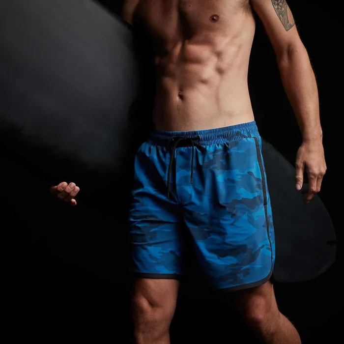 Men Shorts James Perse Camo Curve Hem Hybrid Trunk Pacific Camooxide