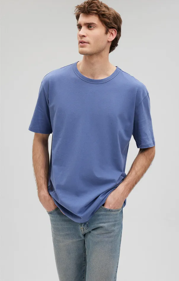 Men Simple Crew Neck TShirt In Blue Indigo Mavi Jeans TShirts