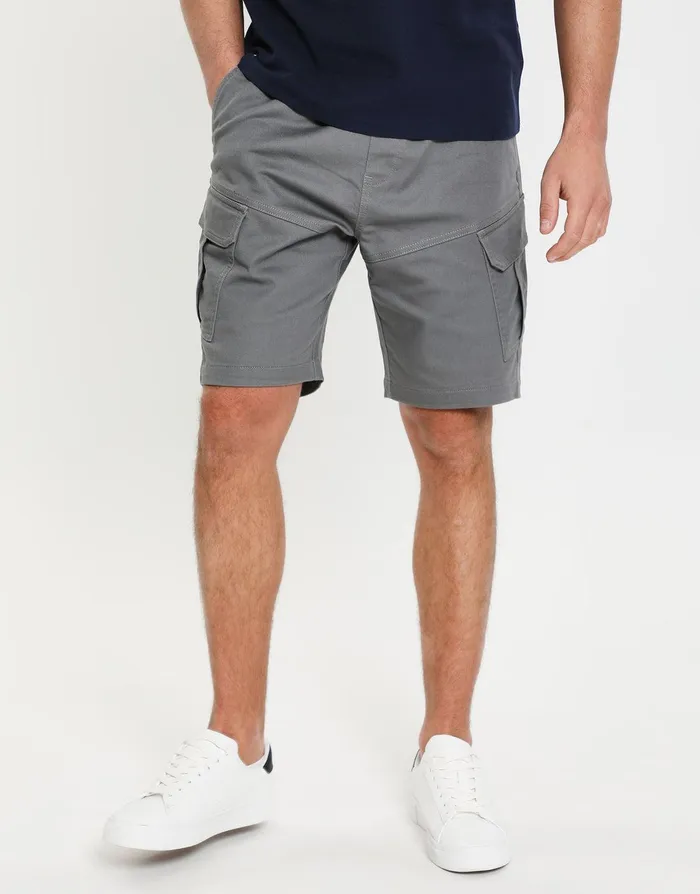 Men Slate Stretch Cargo Shorts Slate Threadbare Shorts