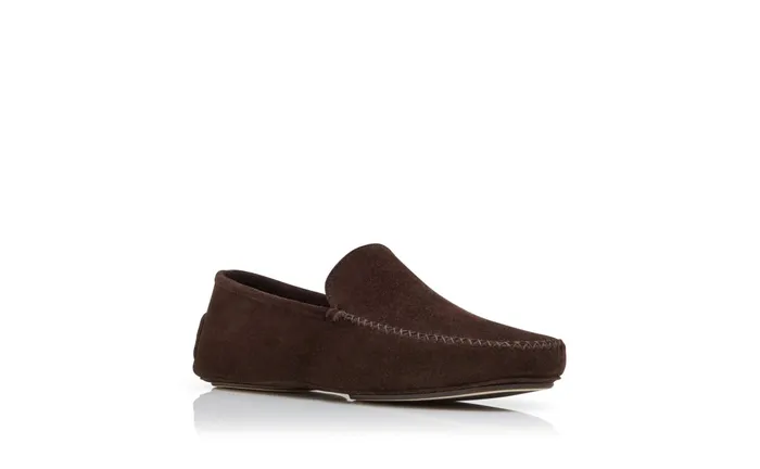 Men Slippers Manolo Blahnik DIGBY Dark Brown Suede Driving Shoes