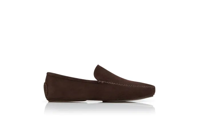 Men Slippers Manolo Blahnik DIGBY Dark Brown Suede Driving Shoes Men Slippers Manolo Blahnik DIGBY Dark Brown Suede Driving Shoes