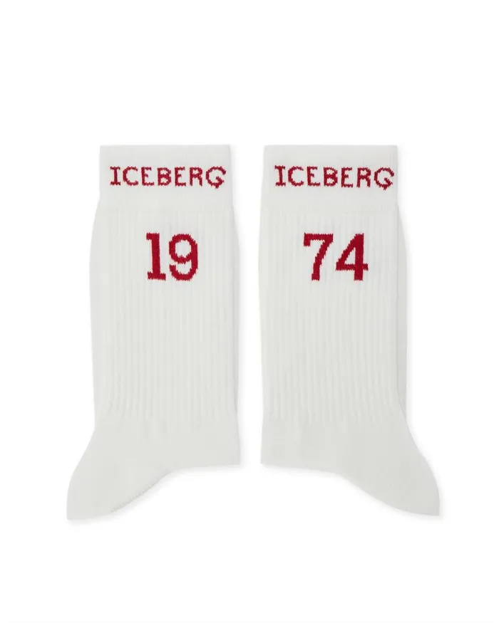 Men SOCKS Iceberg Cotton Sock With Logo And Date 19 And 74 Men SOCKS Iceberg Cotton Sock With Logo And Date 19 And 74