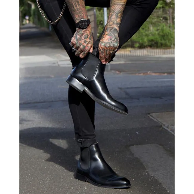 Men Stockman Black Leather Boots Windsor Smith Boots