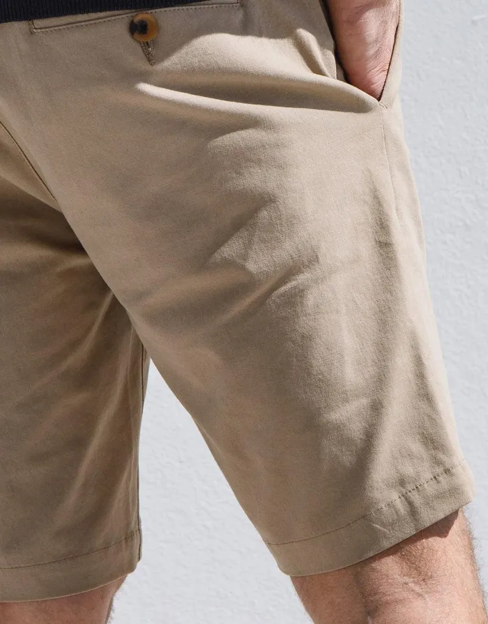 Men Stone Belted Chino Shorts Stone Threadbare Shorts