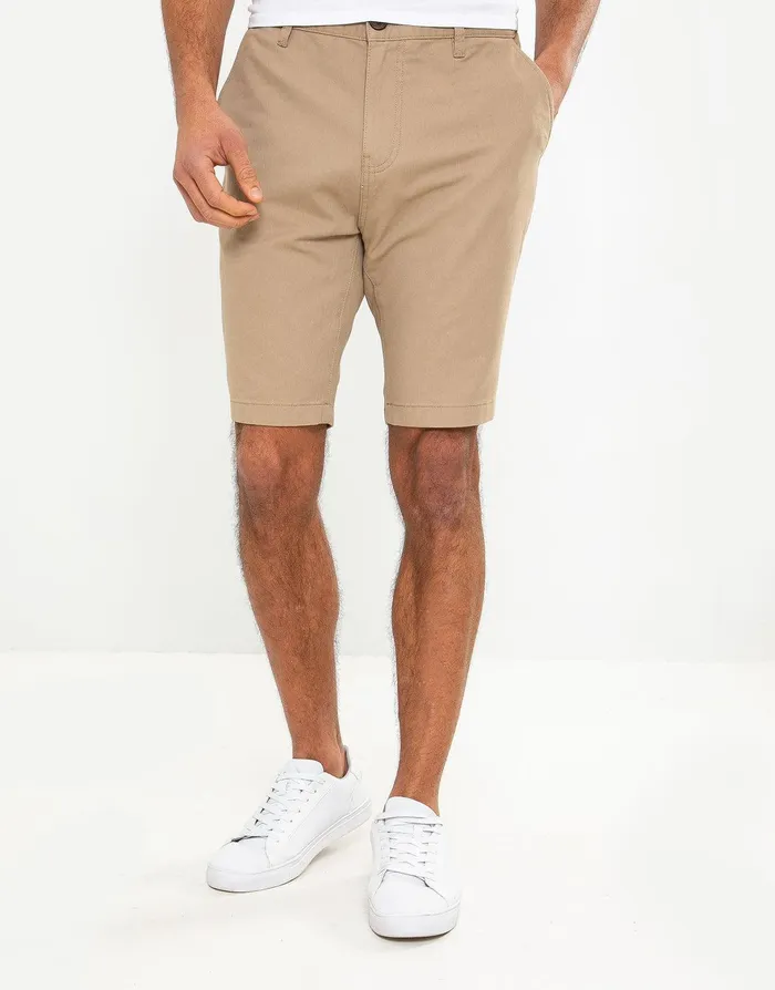 Men Stone Cotton Chino Shorts Stone Threadbare Shorts
