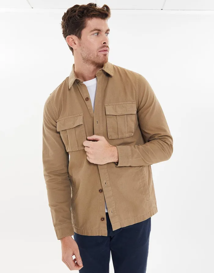 Men Stone Long Sleeve Shirt Stone Threadbare Shackets