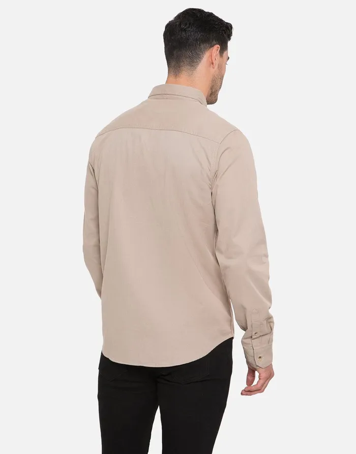 Men Stone Plain Long Sleeve Shirt Stone Threadbare Shirts Men Stone Plain Long Sleeve Shirt Stone Threadbare Shirts