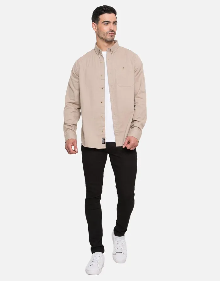 Men Stone Plain Long Sleeve Shirt Stone Threadbare Shirts Men Stone Plain Long Sleeve Shirt Stone Threadbare Shirts