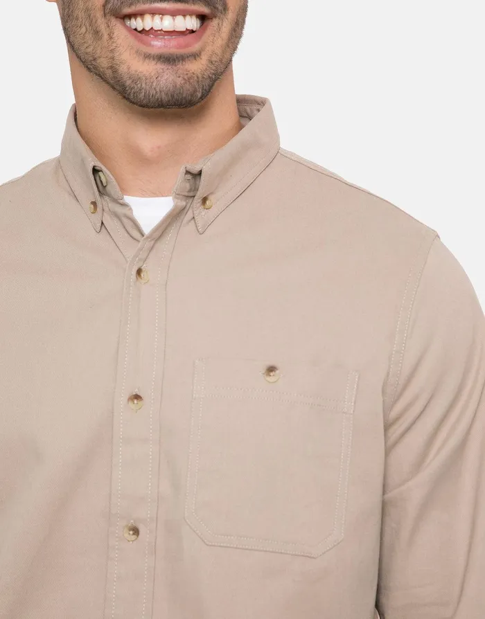 Men Stone Plain Long Sleeve Shirt Stone Threadbare Shirts Men Stone Plain Long Sleeve Shirt Stone Threadbare Shirts