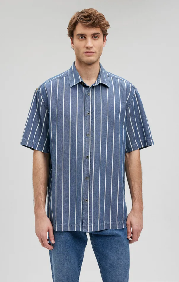 Men Striped ButtonUp Shirt In Indigo Mavi Jeans Shirts