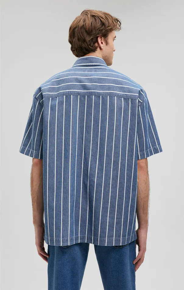 Men Striped ButtonUp Shirt In Indigo Mavi Jeans Shirts