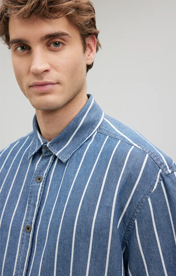 Men Striped ButtonUp Shirt In Indigo Mavi Jeans Shirts