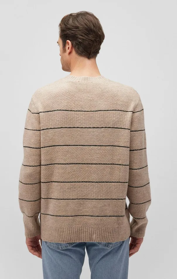 Men Striped Crew Neck Sweater In Oatmeal Melange Mavi Jeans Sweaters Men Striped Crew Neck Sweater In Oatmeal Melange Mavi Jeans Sweaters