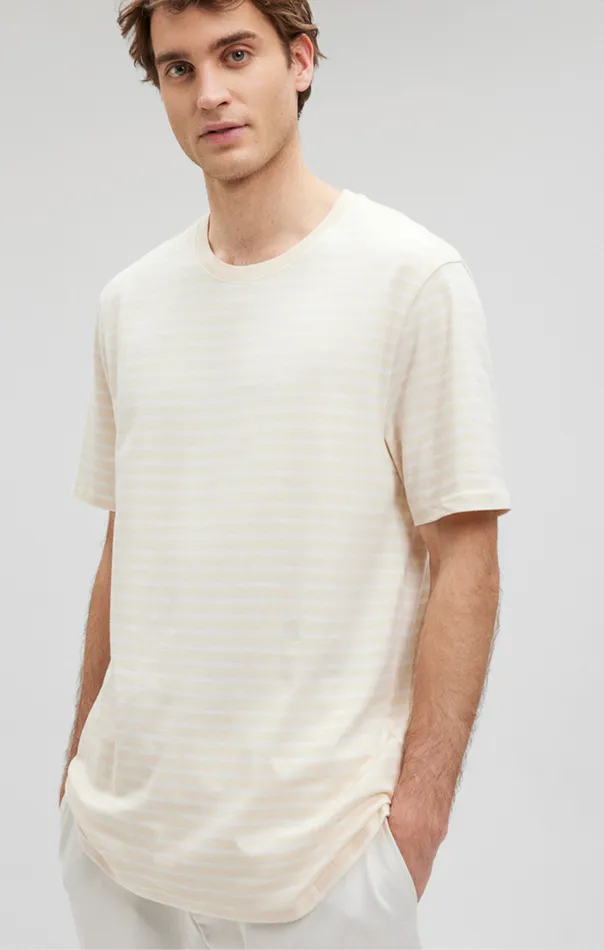 Men Striped Crew Neck TShirt In Shortbread Mavi Jeans TShirts