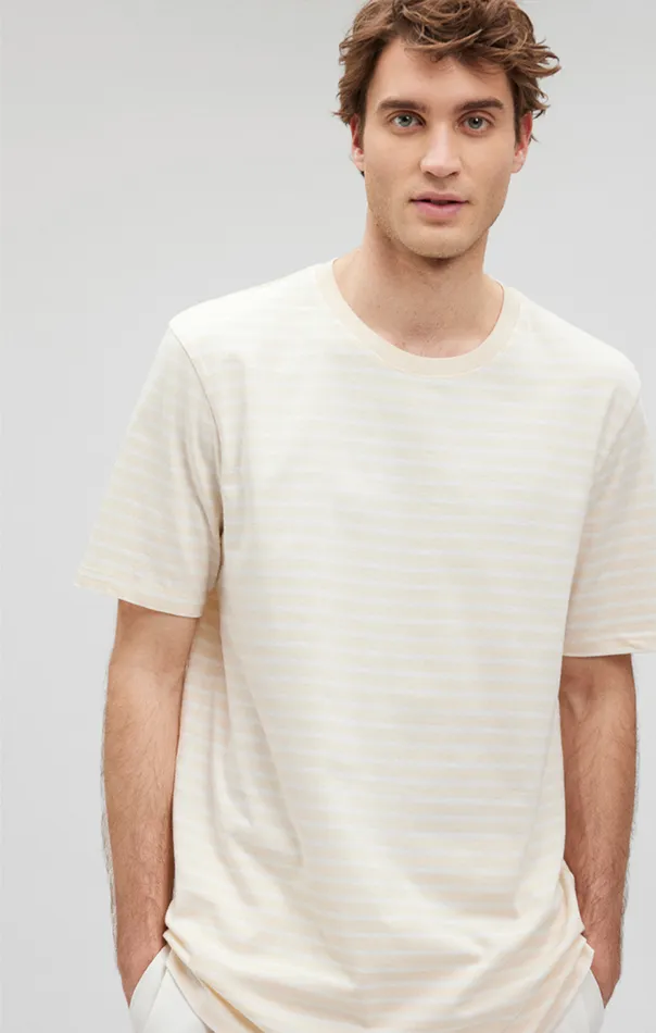 Men Striped Crew Neck TShirt In Shortbread Mavi Jeans TShirts Men Striped Crew Neck TShirt In Shortbread Mavi Jeans TShirts