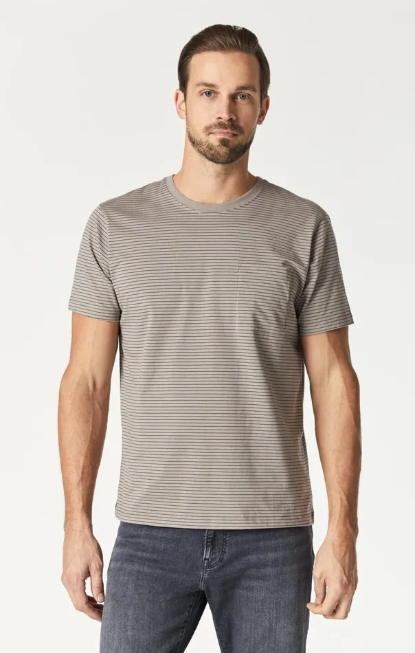 Men Striped TShirt In Moon Rock Mavi Jeans TShirts