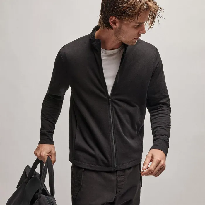 Men Sweat TopsBottoms James Perse French Terry Zip Up Black