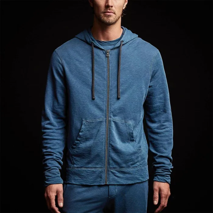 Men Sweat TopsBottoms James Perse Vintage French Terry Zip Up Hoodie Lake Pigment