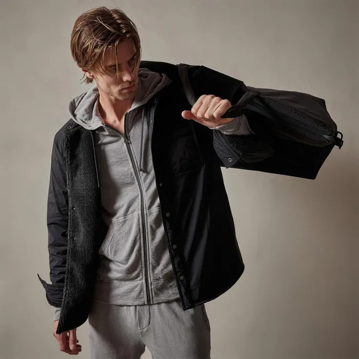 Men Sweat TopsBottoms James Perse Vintage French Terry Zip Up Hoodie Silver Grey Pigment