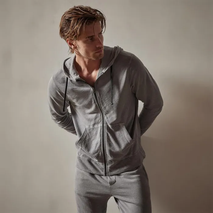 Men Sweat TopsBottoms James Perse Vintage French Terry Zip Up Hoodie Silver Grey Pigment