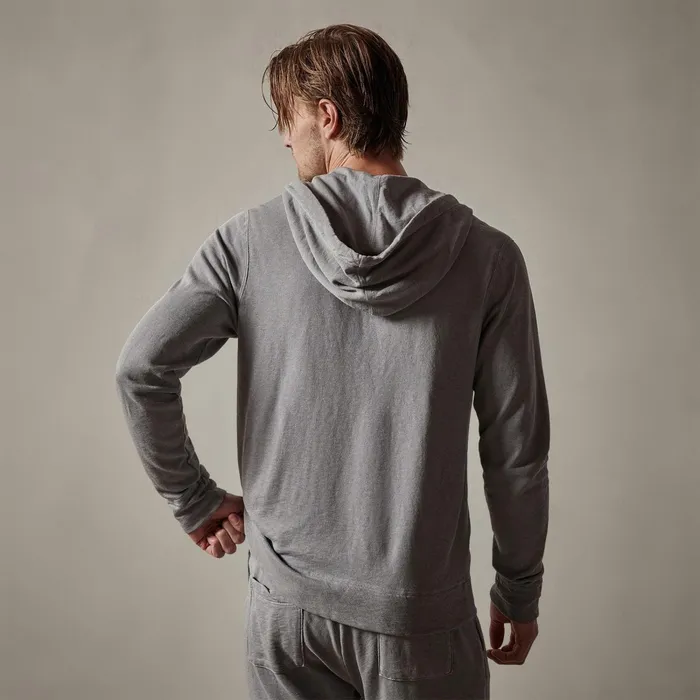 Men Sweat TopsBottoms James Perse Vintage French Terry Zip Up Hoodie Silver Grey Pigment