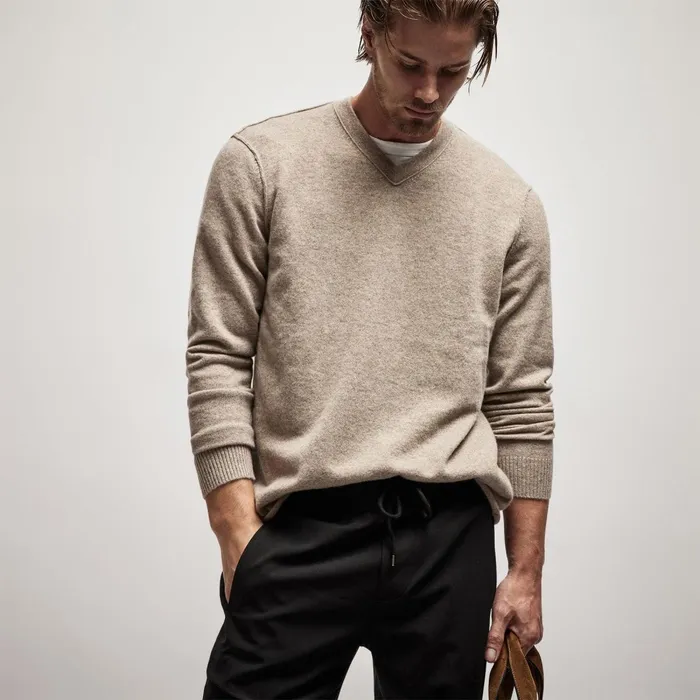 Men Sweaters James Perse Cashmere V Neck Sweater Coyote