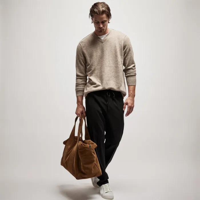 Men Sweaters James Perse Cashmere V Neck Sweater Coyote