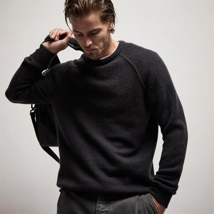 Men Sweaters James Perse Mid Gauge Cashmere Sweatshirt Black