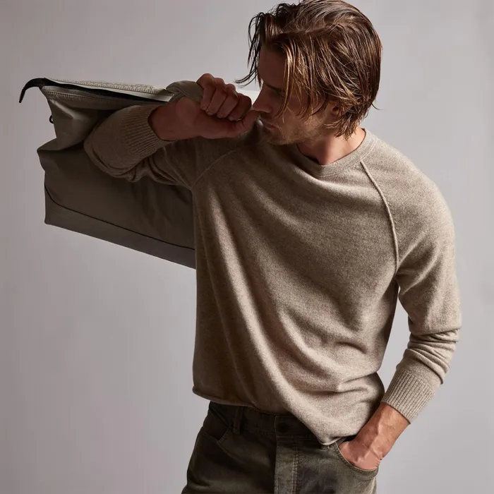 Men Sweaters James Perse Recycled Cashmere Raglan Coyote
