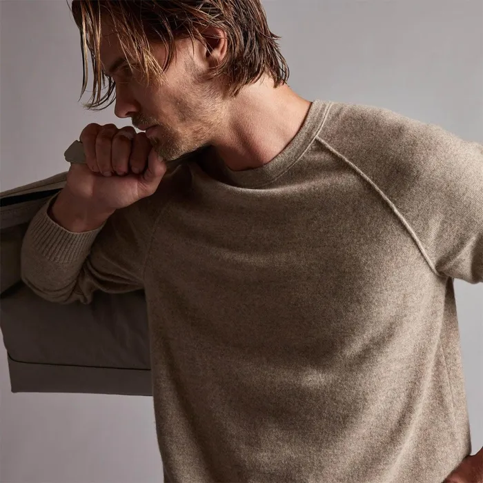 Men Sweaters James Perse Recycled Cashmere Raglan Coyote