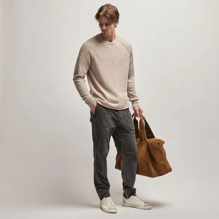 Men Sweaters James Perse Recycled Cashmere Raglan Stone