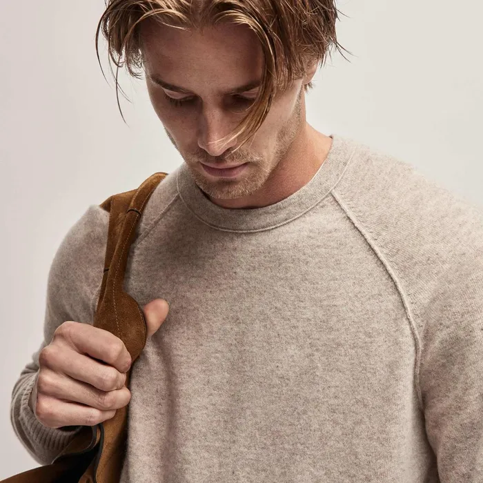 Men Sweaters James Perse Recycled Cashmere Raglan Stone